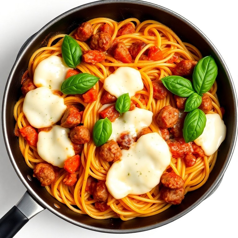 Cheesy Sausage Spaghetti Skillet