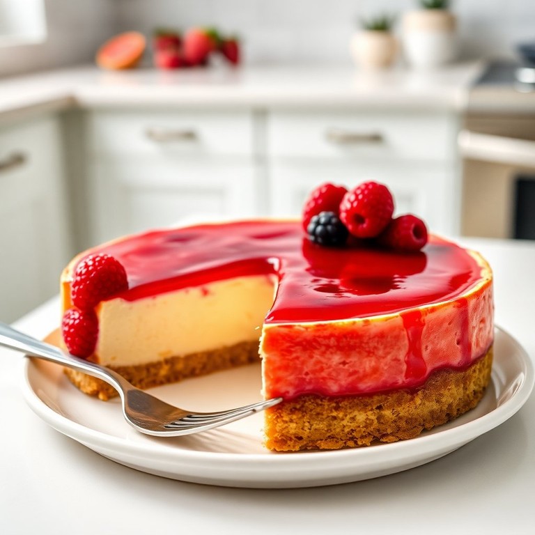 Tarta de Queso y Frutos Rojos con Gelatina Brillante