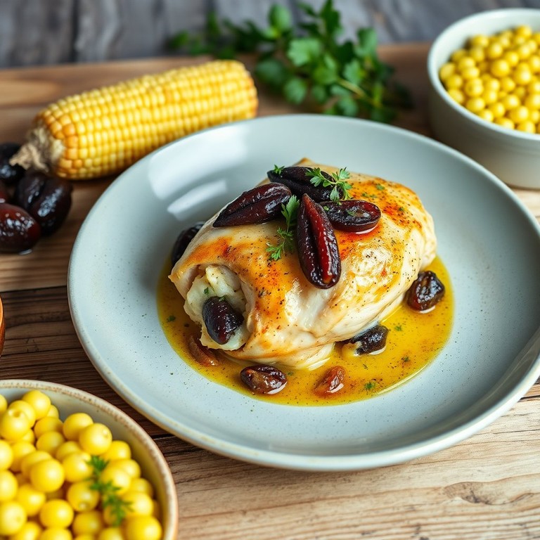 Muslo de Pollo Relleno con Queso Roquefort y Ciruelas Pasas