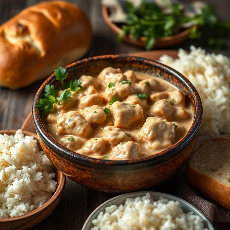 Strogonoff de Pollo Clásico con Salsa Cremosa