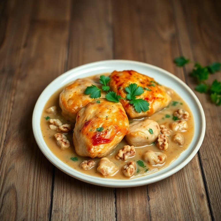 Курица в грецком ореховом соусе с пряными травами