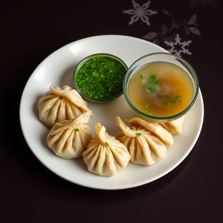 Savory Chicken Momos with Tangy Mint Chutney and Broth - Mr. Cook
