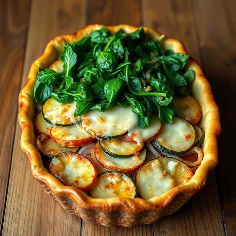 Hearty Potato, Onion, and Spinach Bake with Zucchini