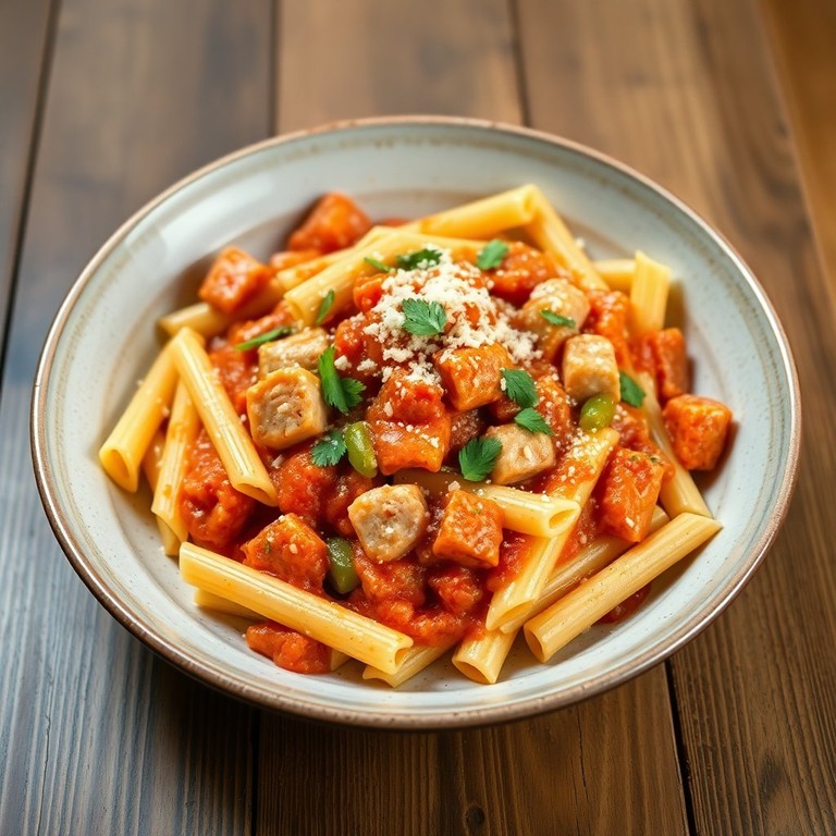 Massa Penne com Atum e Pimentão Verde ao Molho de Tomate