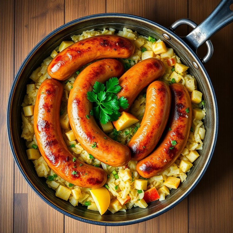 Köstliche Sauerkraut-Pfanne mit Würstchen