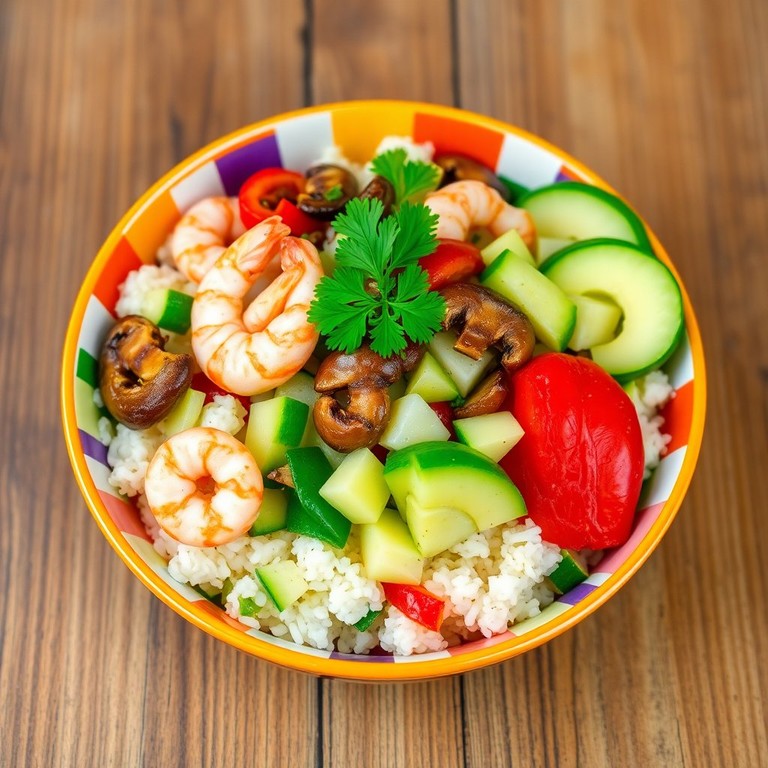 Avocado en Rivierkreeftjes Salade met Courgette en Paprika