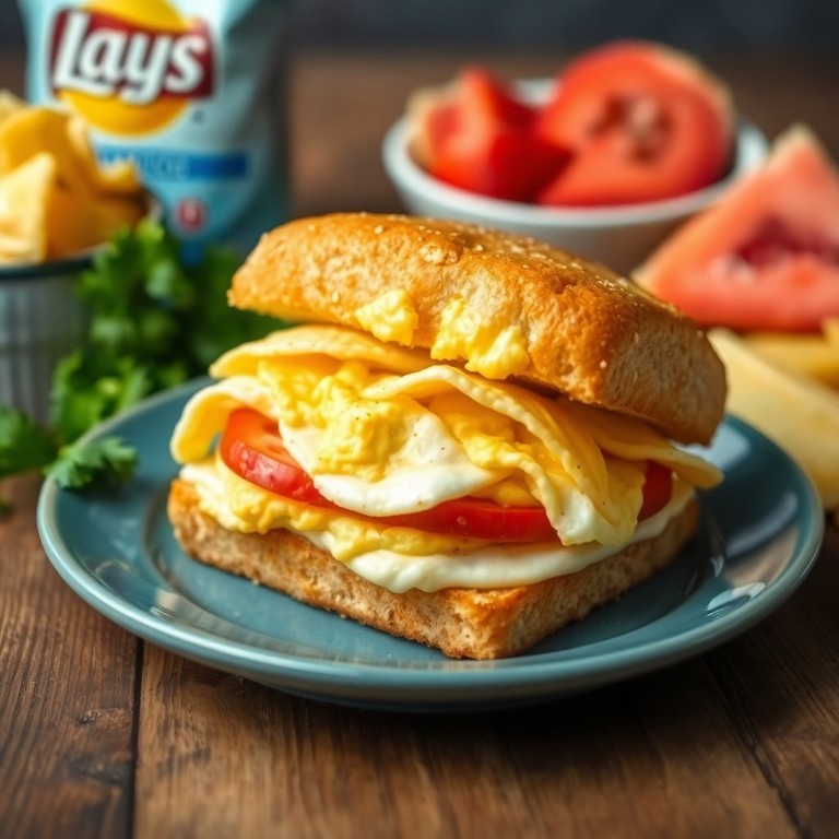 Crispy Lays and Fluffy Egg Breakfast Sandwich