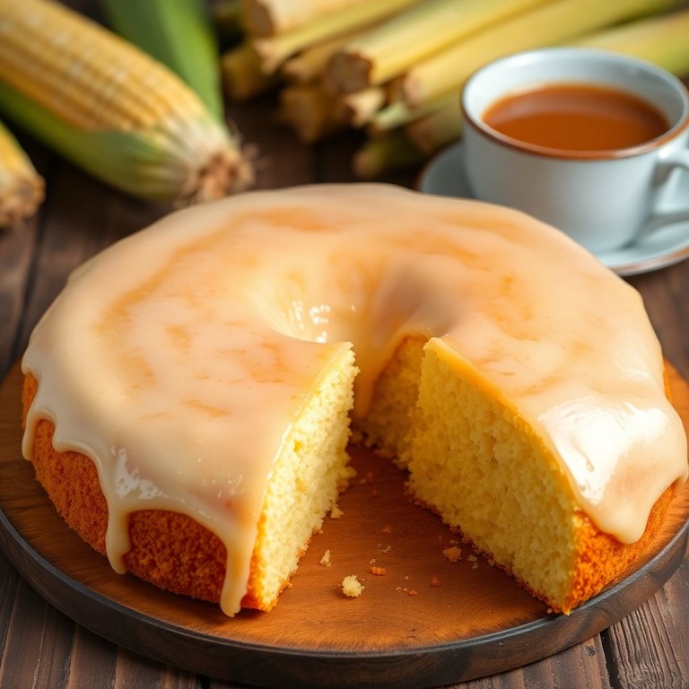 Bolo de Milho Cremoso com Cobertura de Açúcar