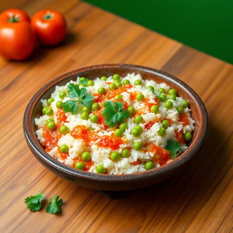 Reis mit Erbsen und Tomatenmark