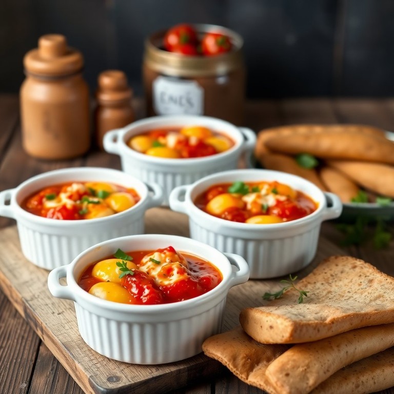 Oeufs Cocotte aux Gnocchis et Sauce Arrabiata