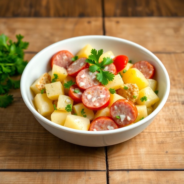 Salada de Batata com Maionese e Linguiça