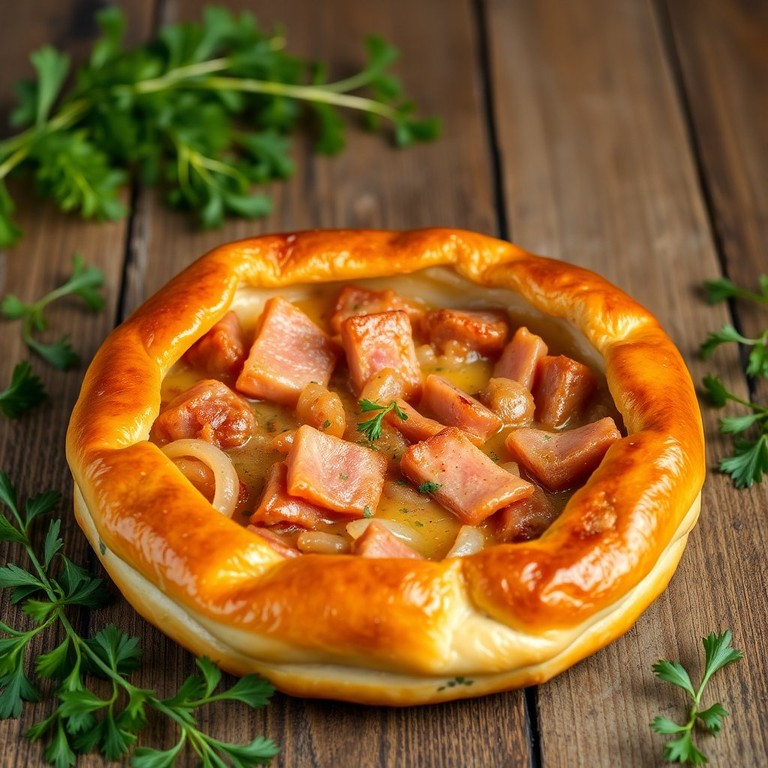 Torta Salgada de Farinha com Presunto e Cebola