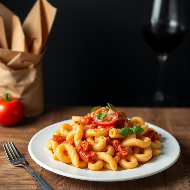 Macarrão ao Molho de Tomate com Ovos e Tomate Cereja