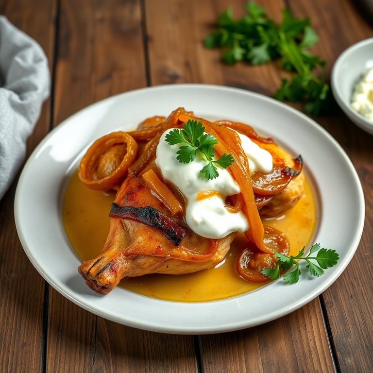 Frango ao Forno com Creme de Ricota e Cebola Caramelizada