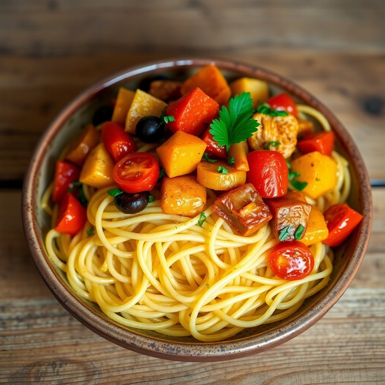 Macarrão à Alho e Óleo com Legumes Coloridos