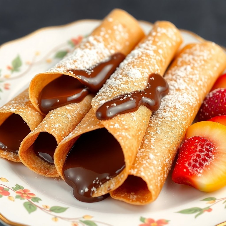 Crepes de Leite com Recheio de Chocolate