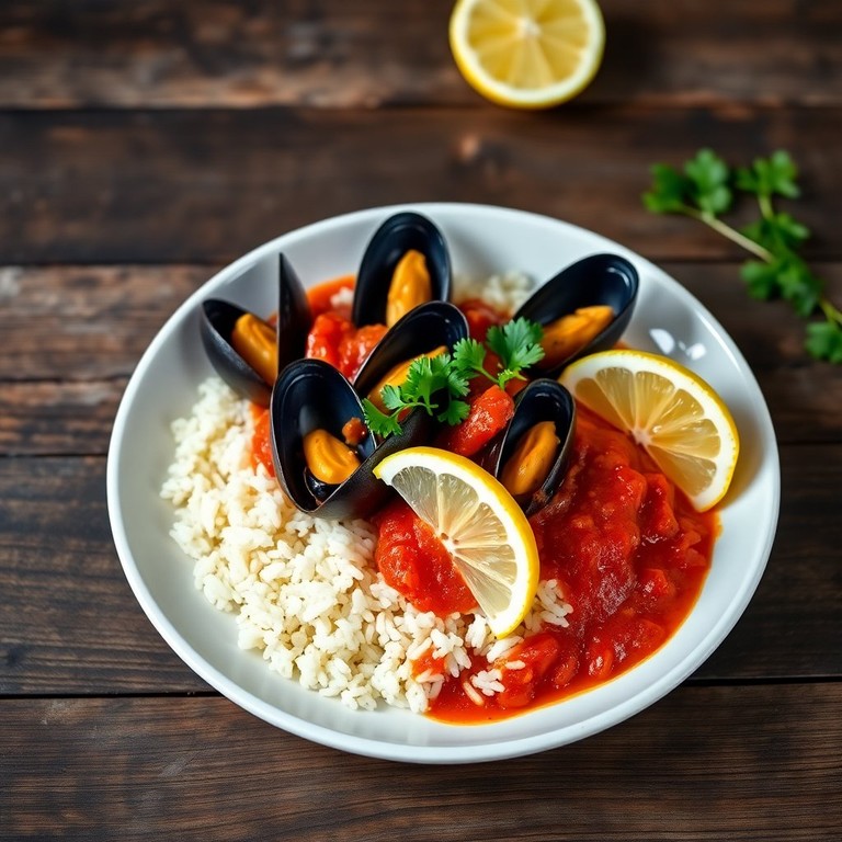 Moules Décortiquées à la Provençale sur Lit de Riz