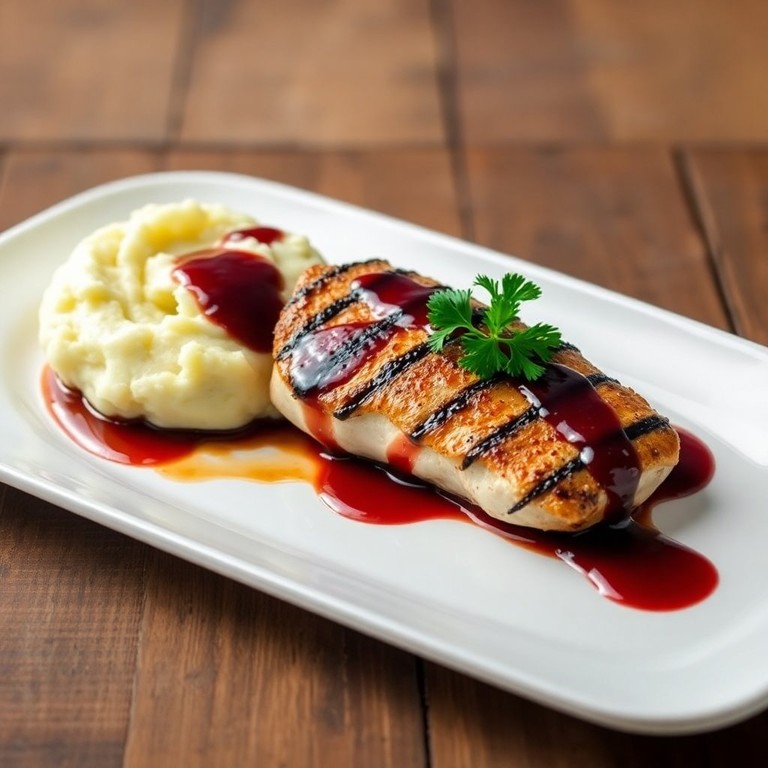 Filé de Frango Grelhado ao Vinho Tinto com Purê de Batata