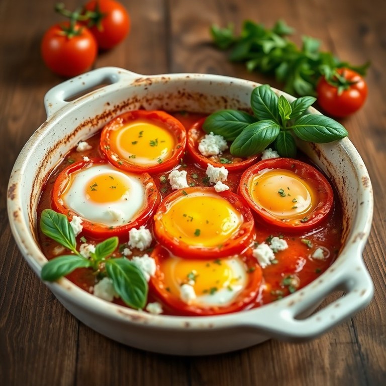 Mediterranean Tomato and Egg Bake with Feta and Herbs