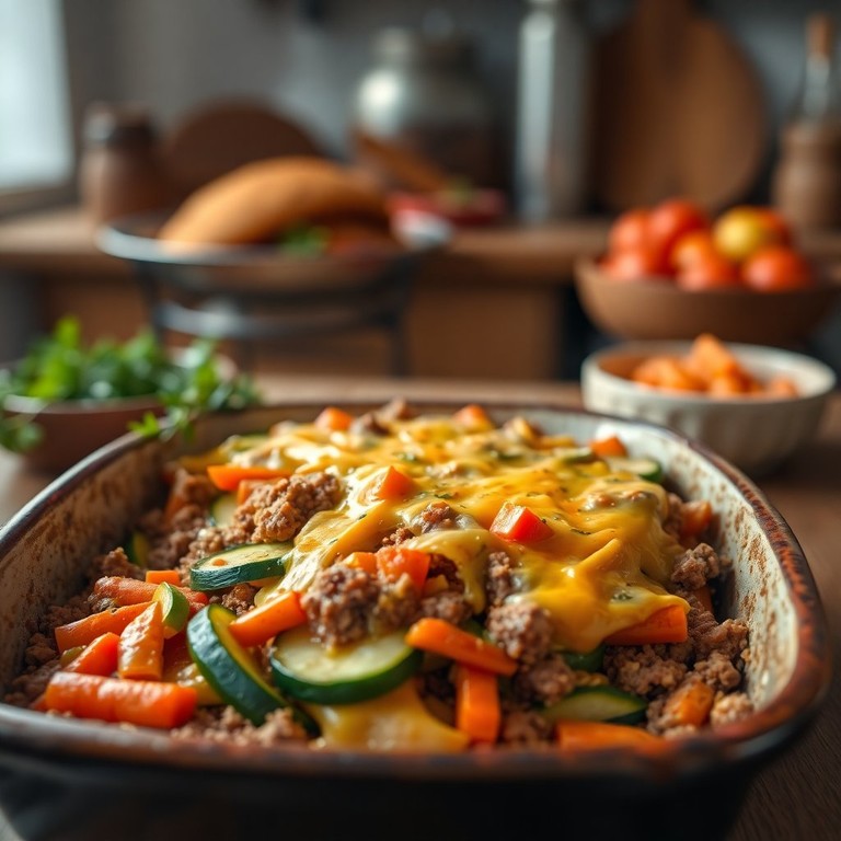 Rustikaler Gemüseauflauf mit Rinderhack