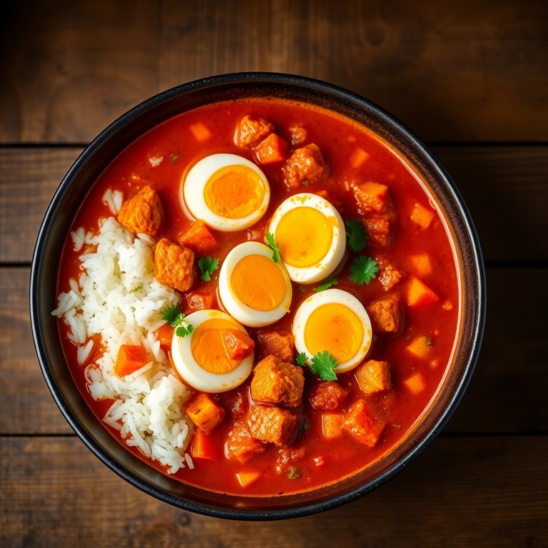 Egg and Soya Chunks Curry with Rice