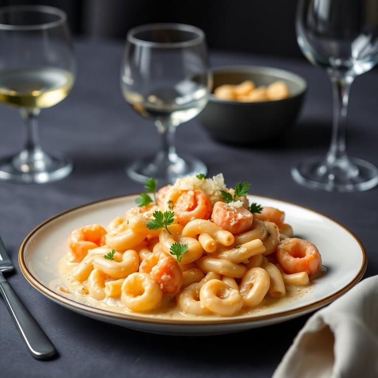 Macarrão ao Camarão com Queijo Brie e Parmesão