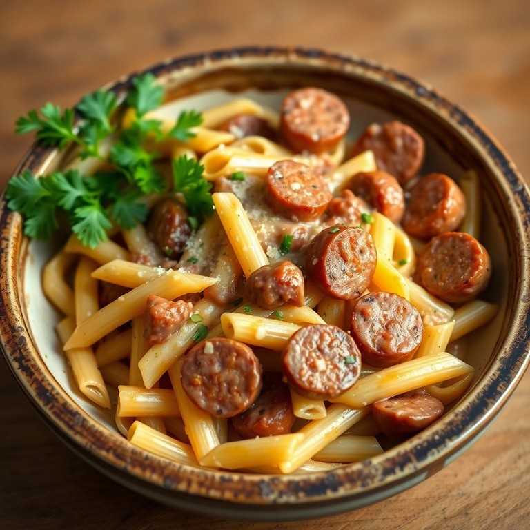 Macarrão à Salsicha com Molho Cremoso