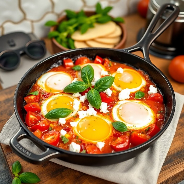 Sartén de Huevos con Tomate y Queso Feta 
