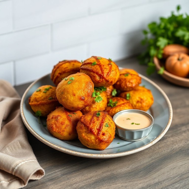 Bolinho de Batata com Frango e Trigo