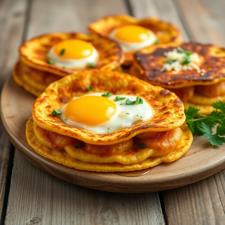 Arepas Esponjosas de Maíz Rellenas de Huevo