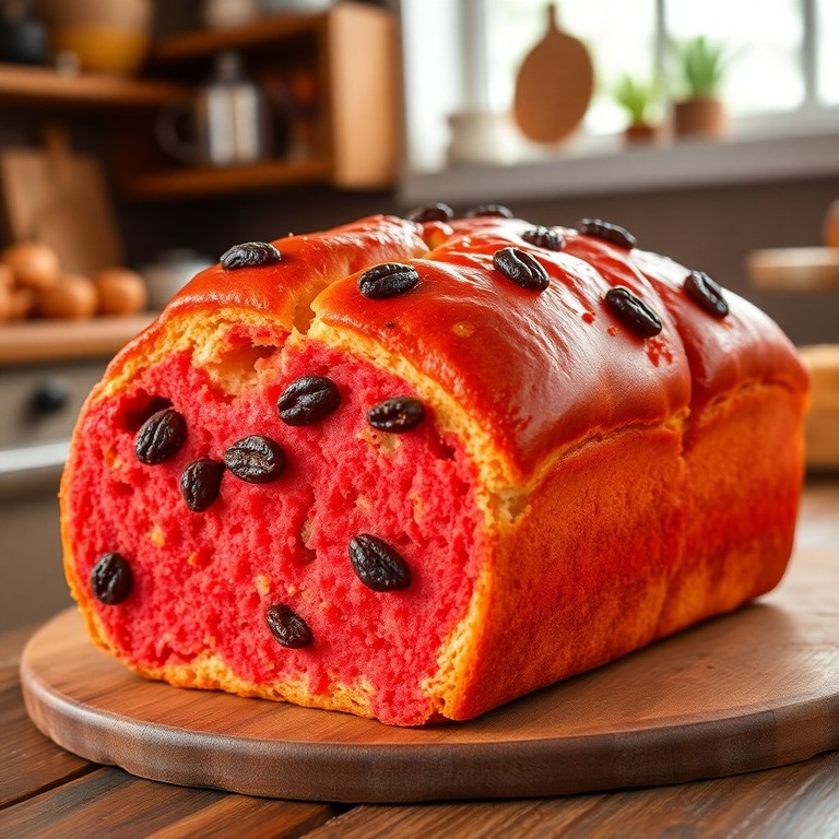 Pan Dulce de Uvas Pasas con Colorante Rojo