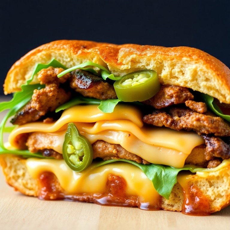 Spicy Chicken and Beef Melt Sandwich