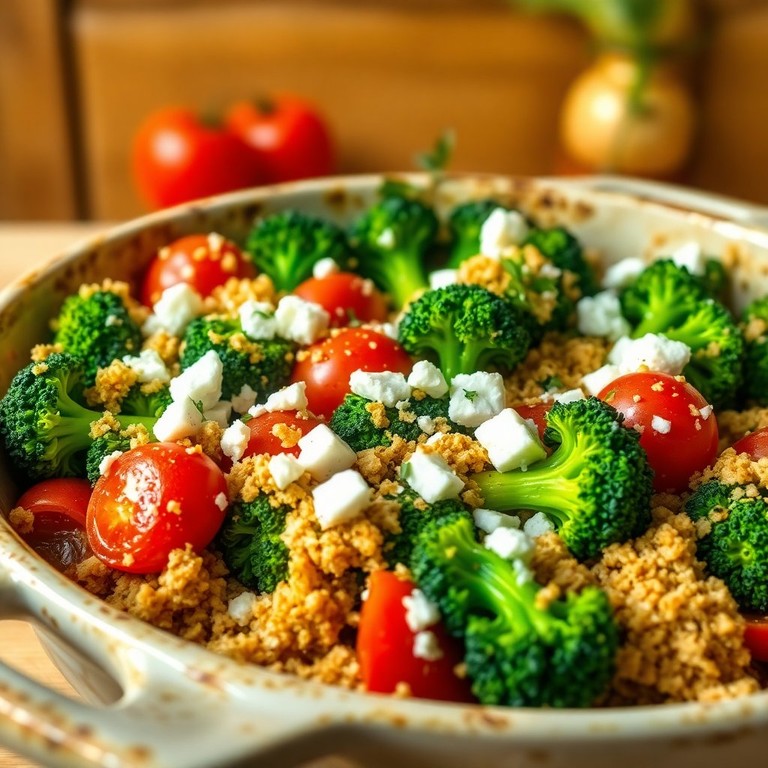 Gratin de Brocoli et Tomates avec Feta et Croûte Dorée