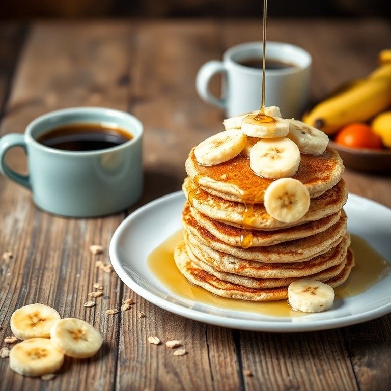 Fluffy Banana Oatmeal Pancakes