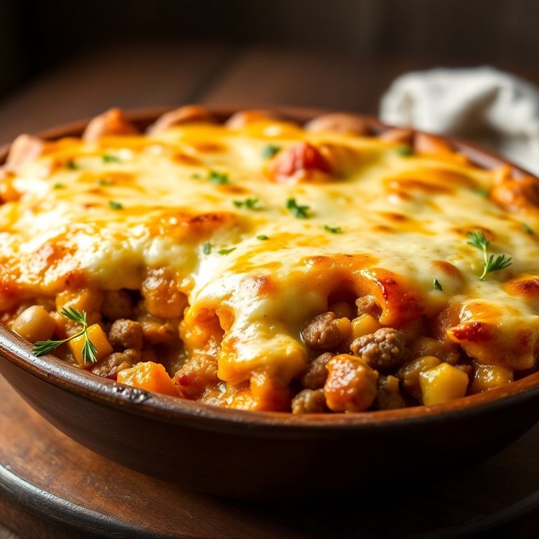 Herzhafter Kürbis-Hackfleisch-Auflauf mit Käsekruste