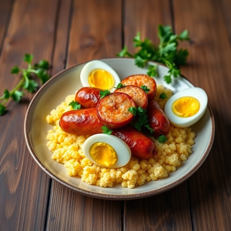 Cuscuz Nordestino com Ovos e Linguiça Calabresa