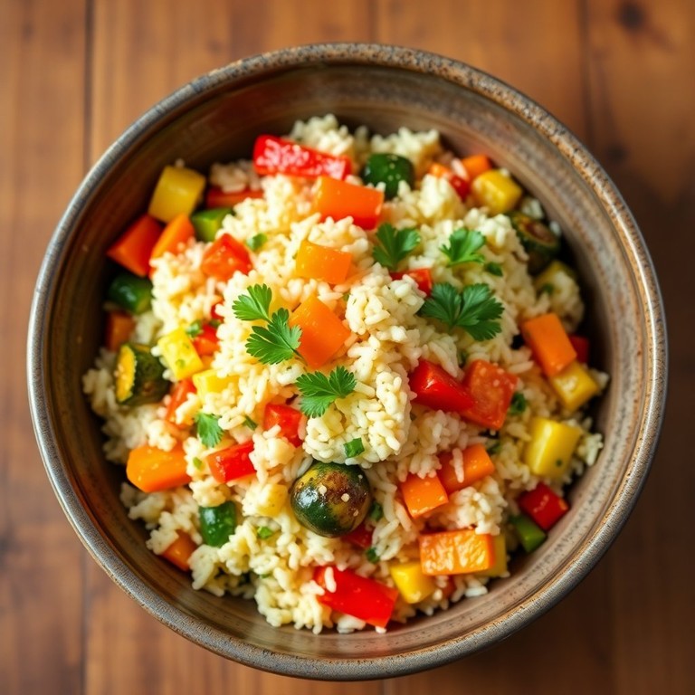 Blumenkohlreis mit gebratenem Gemüse