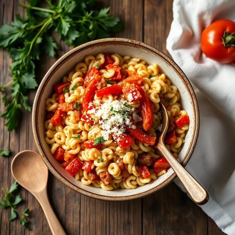 Orzo aux Poivrons Rouges et Oignons Caramélisés