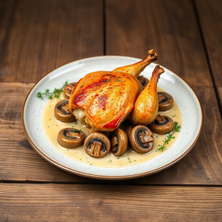 Pintade aux Champignons et Crème