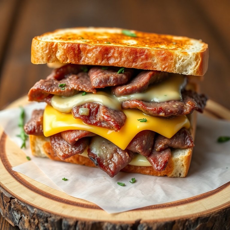 Garlic Steak and Cheese Sandwich Delight