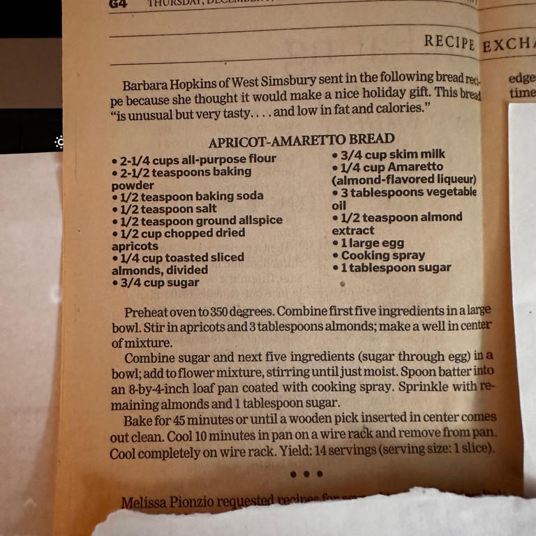 Apricot-Amaretto Bread