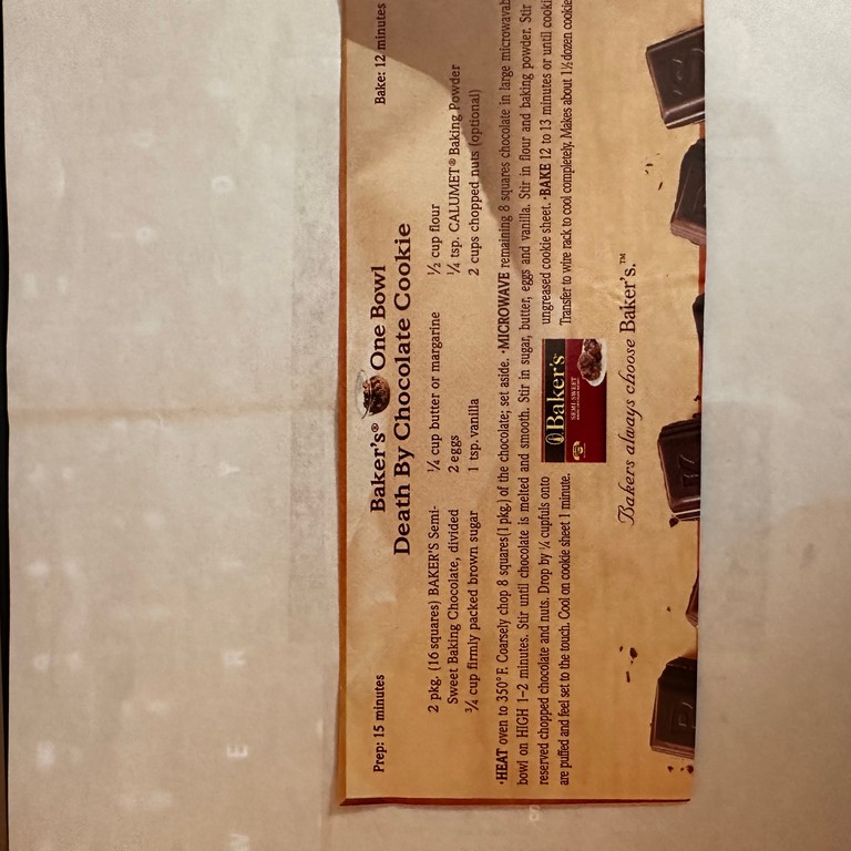 Baker's One Bowl Death By Chocolate Cookie