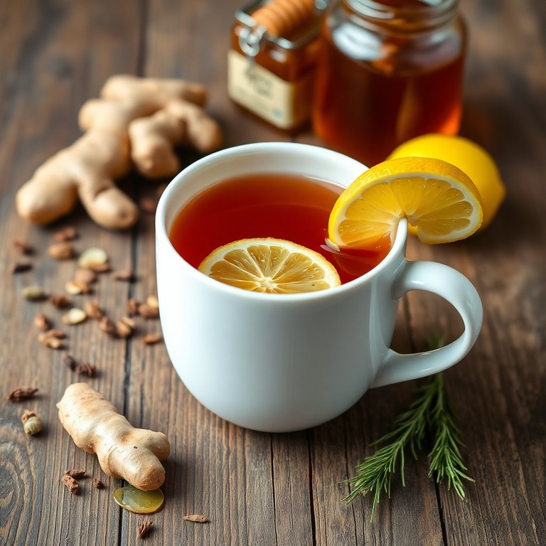 Soothing Herbal Honey Tea with Ginger and Lemon