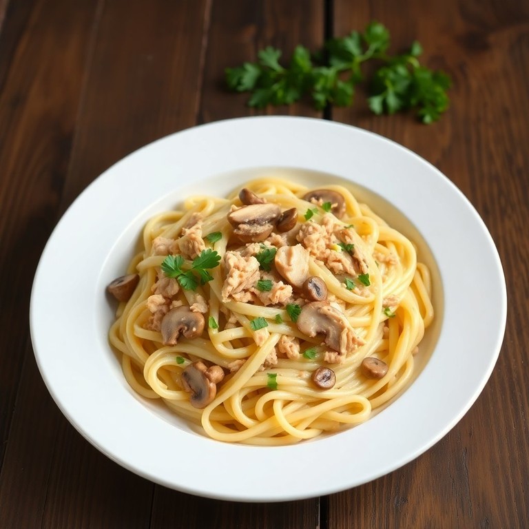Macarrão ao Molho Branco com Frango e Champignon