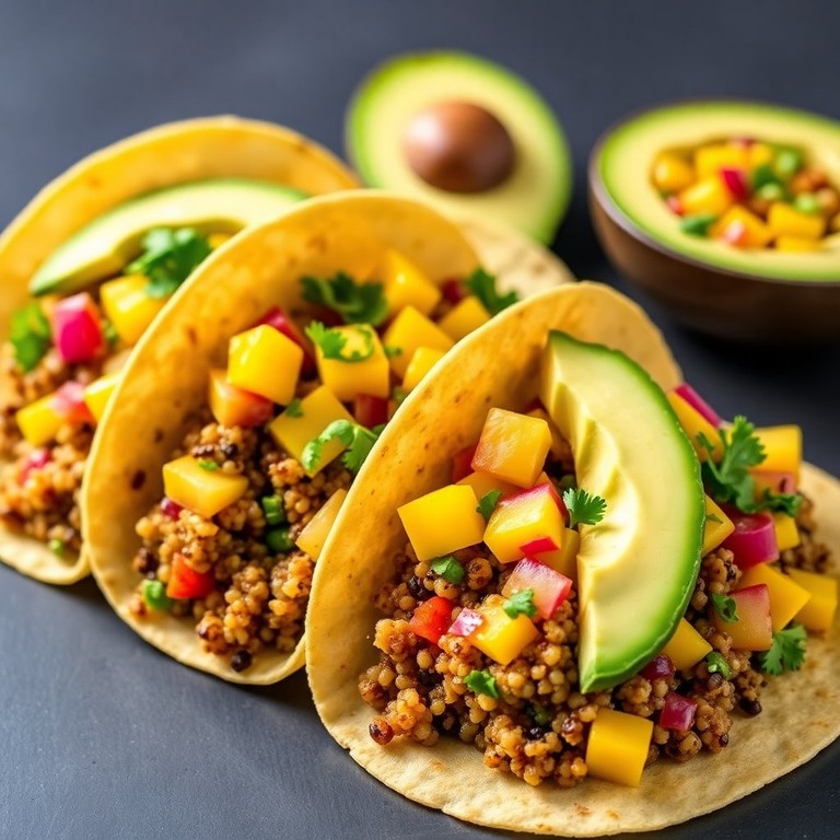 Tacos de Quinua con Salsa de Mango y Cilantro
