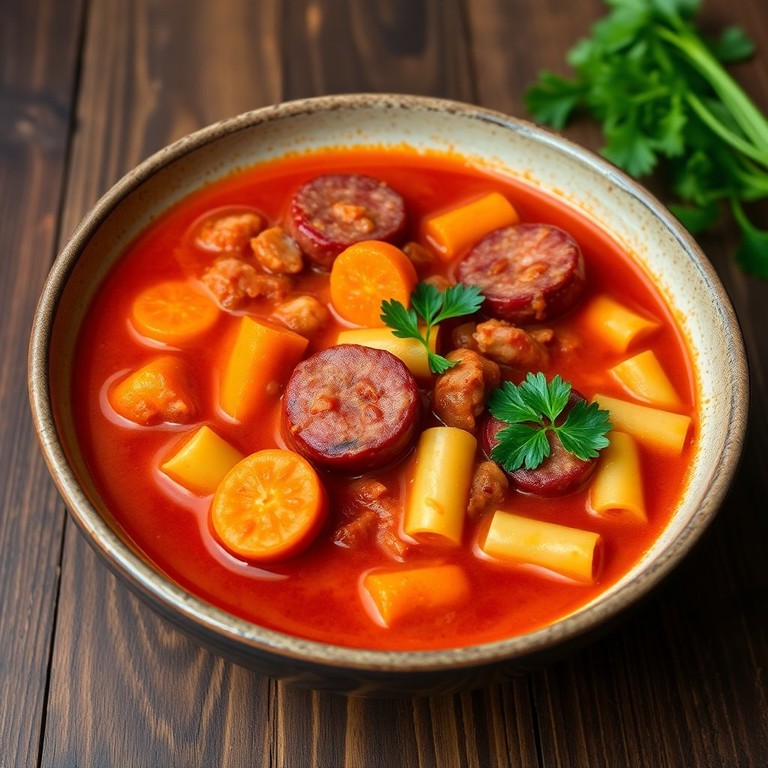 Sopa de Linguiça Calabresa com Cenoura e Macarrão