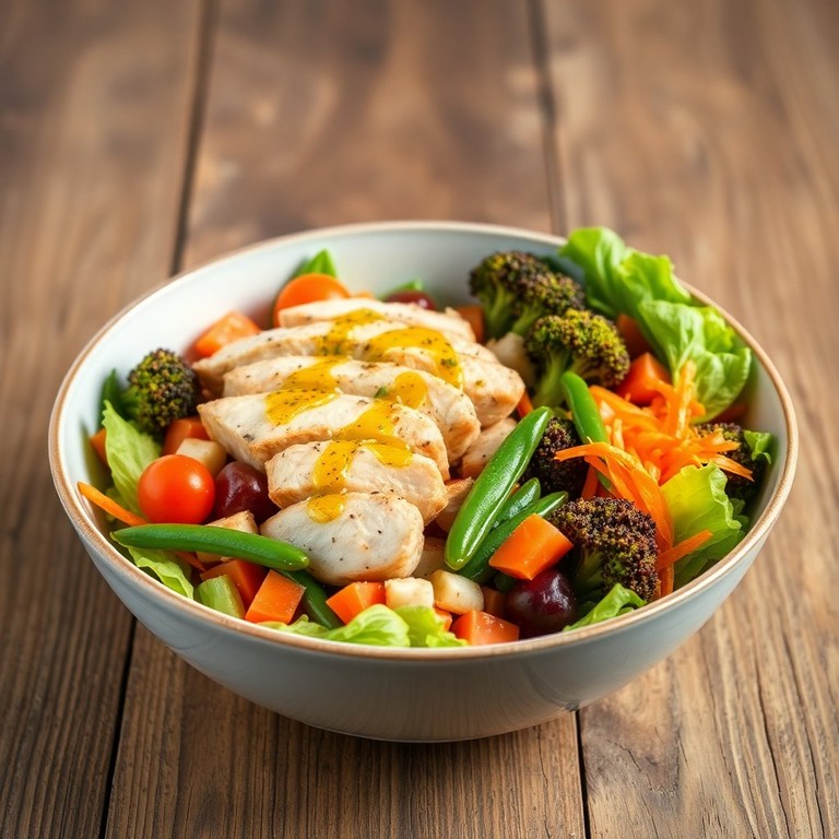 Tazón de Pollo y Verduras al Estilo Mediterráneo