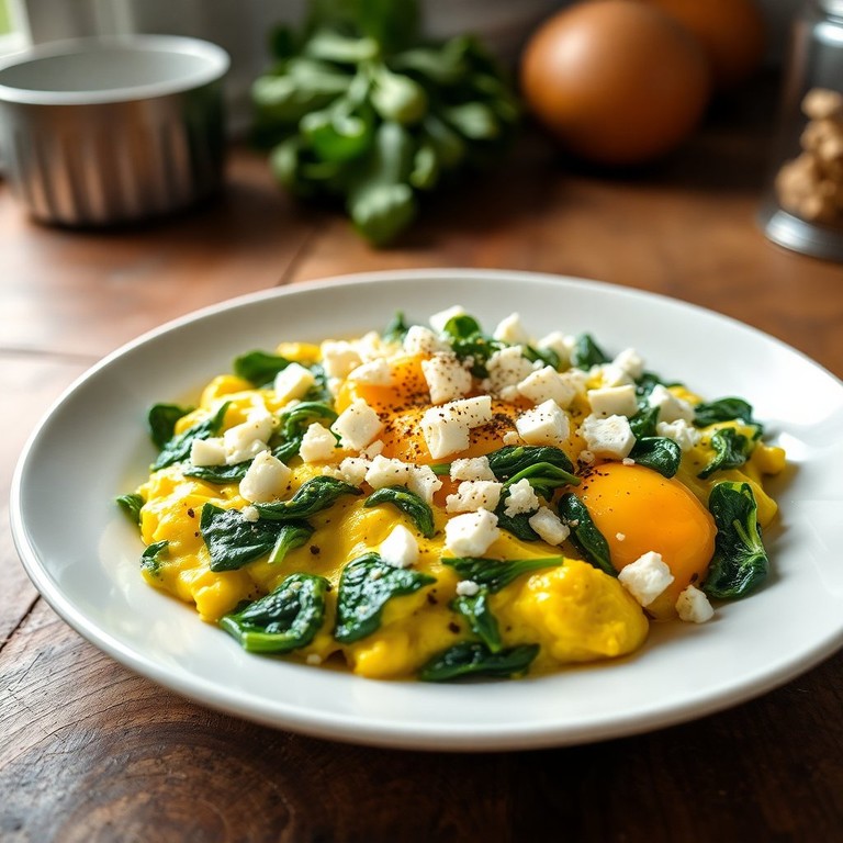 Яичница с шпинатом и фетой