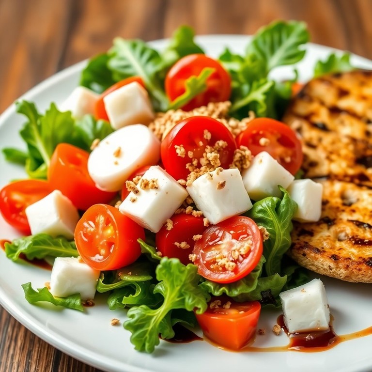 Ensalada Italiana Fresca con Queso Mozzarella y Muesli Crujiente