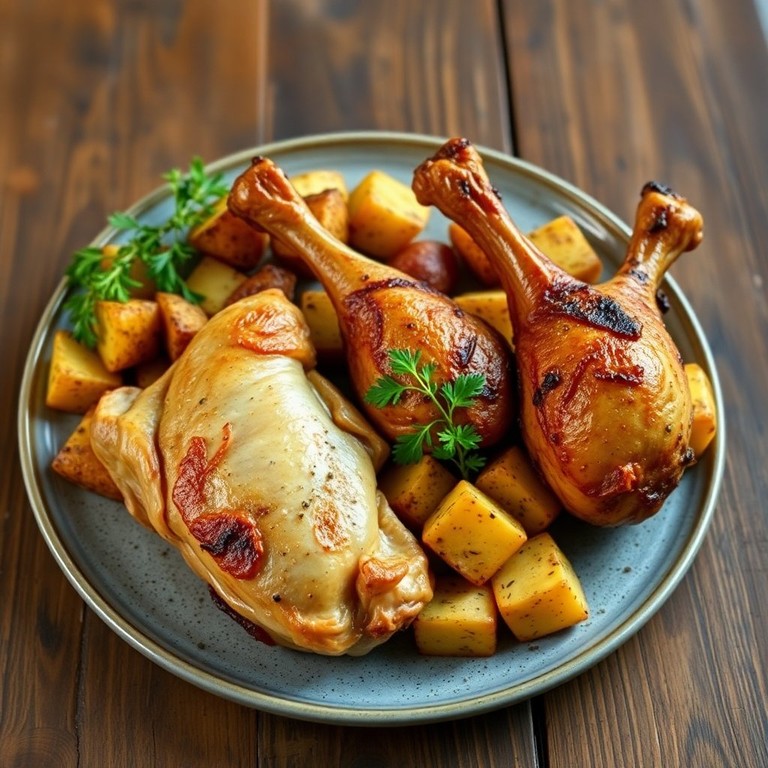 Coxa e Sobrecoxa de Frango com Batatas Rústicas